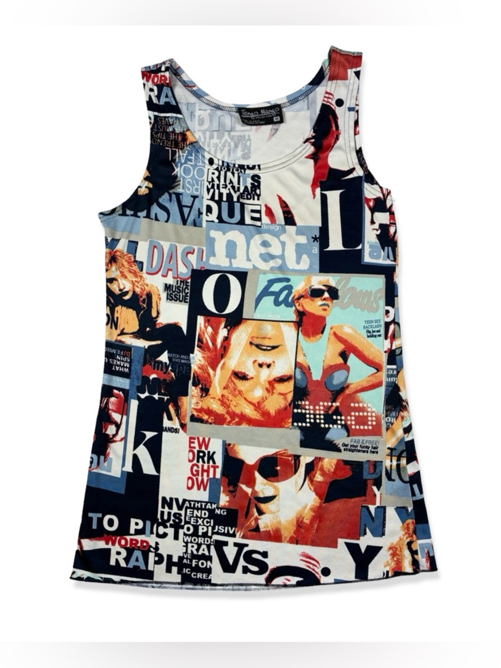Tango Mango Y2K Magazine Model Print Sleeveless Top